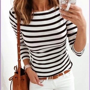 Navy & White Striped Shirt